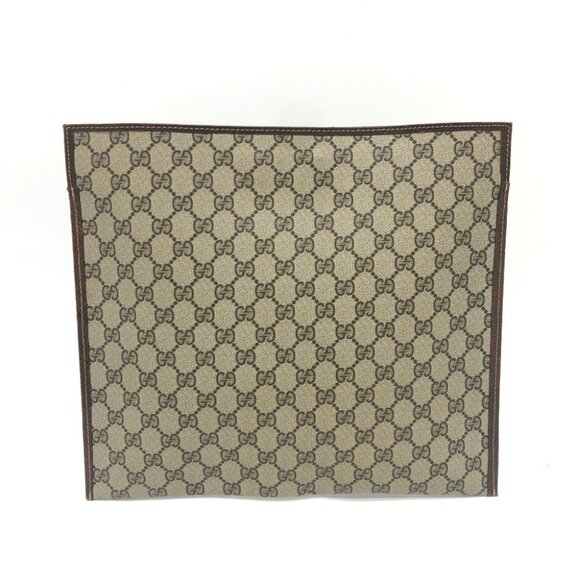 GUCCI Old Gucci Flat Clutch Bag with All-Over Pattern Clutch Bag Brown - Picture 13 of 16